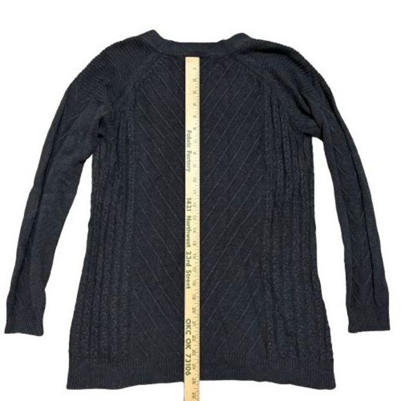 Belle by Belldini Women's Cardigan Sweater Sz L Charcoal Gray Knit Open Front - Picture 11 of 12